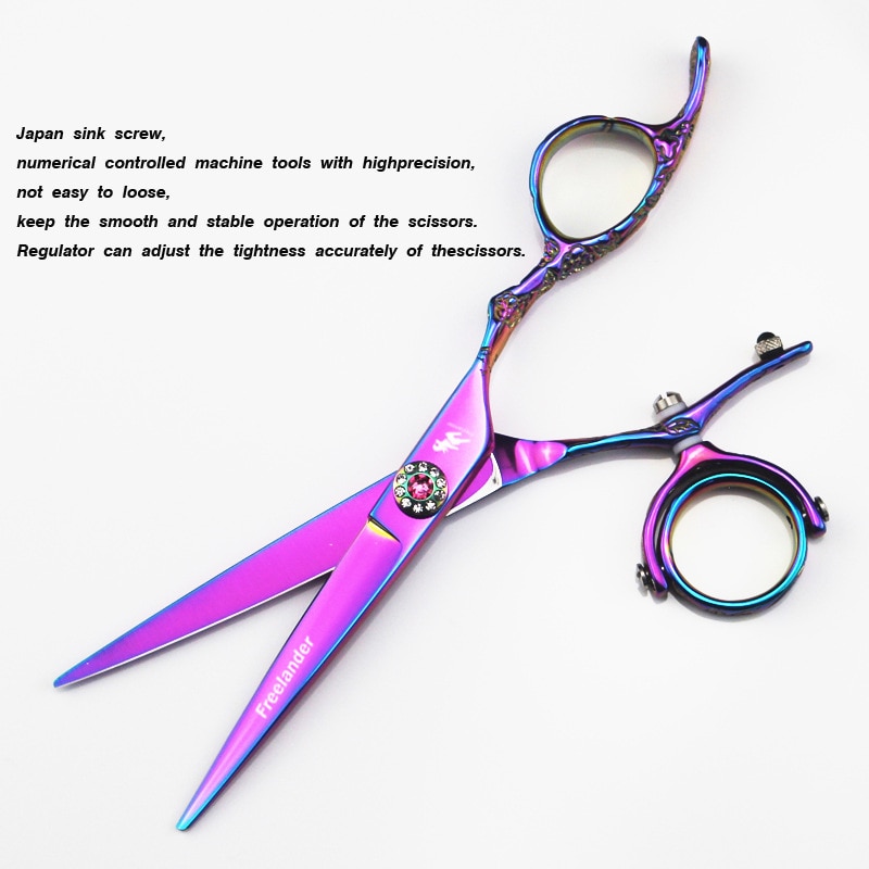 6" swivel scissors fly scissors hairdressing barber swivel shears 720 degrees Rotary handle thumb shears flying shears rotary