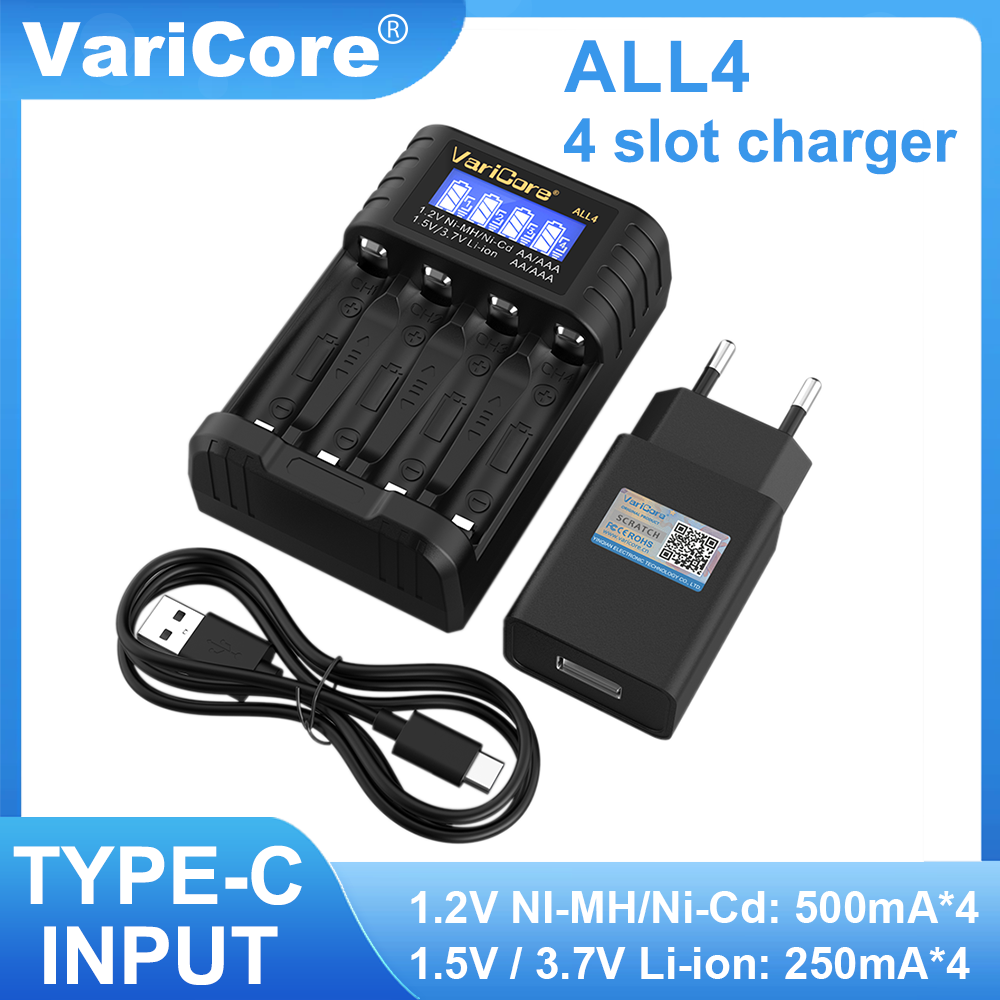 LiitoKala LII-CH4 4-slot Battery Charger for 3.7V 18650 21700 26650 18500 1.2V AA AAA NiMH 1.5V Lithium-ion battery: WHITE