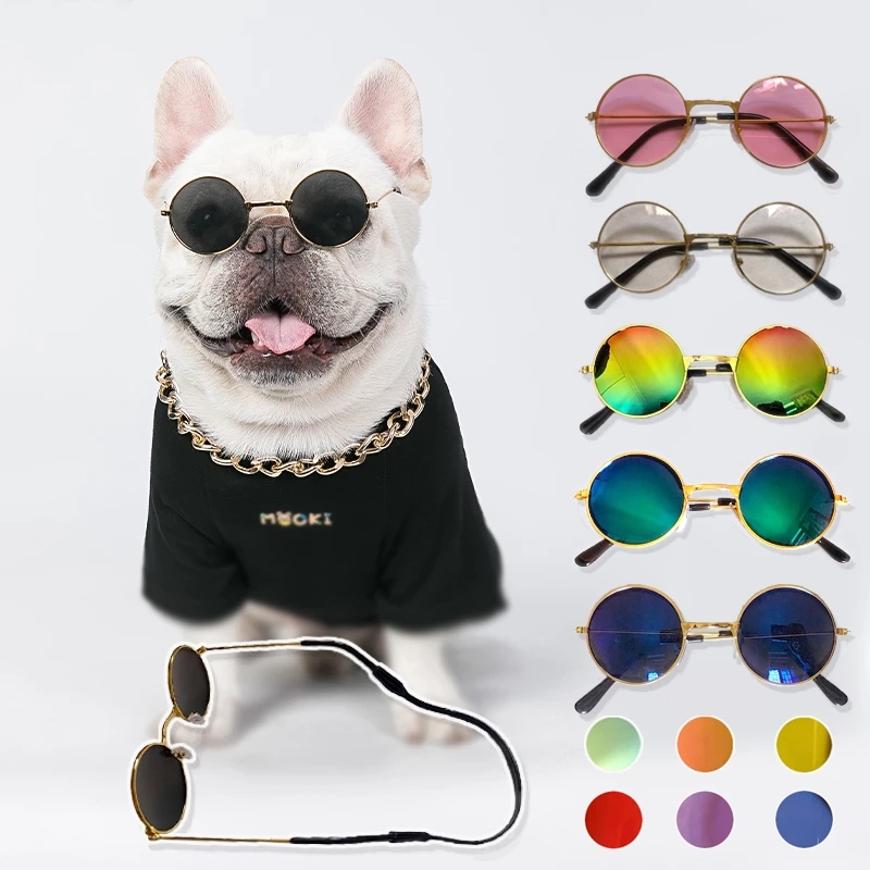 Jolies lunettes de soleil rondes Vintage pour chat, lunettes réfléchissantes pour petit chien, chat, Photos d'animaux de compagnie, produits pour animaux de compagnie, accessoires