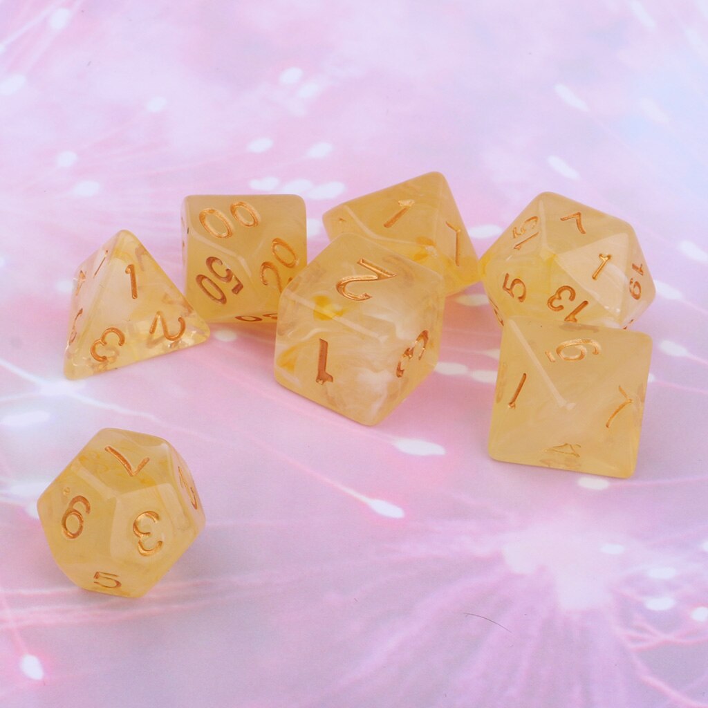 Juego de dados de 4 caras, Gema poliédrica, D4 D6 D8 D20 D & D TRPG, juego de rol: Yellow