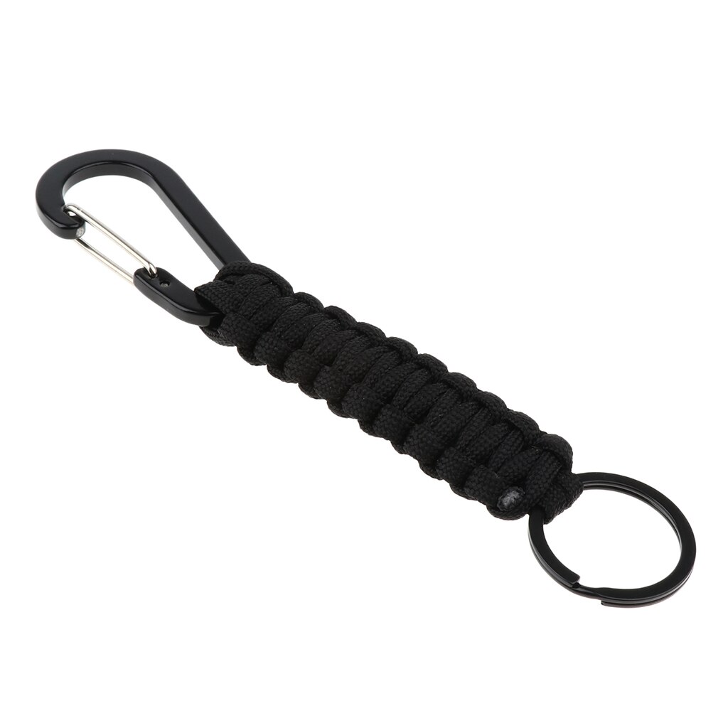 Outdoor Emergency Kit 7 Strand Core Paracord Lanyard Sleutelhanger Met Karabijnhaak Karabijnhaak Gesp: Black