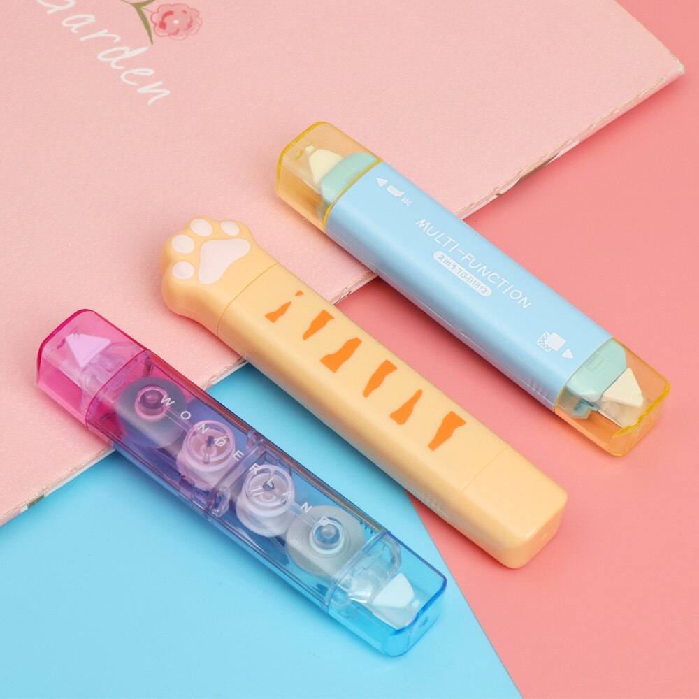 1Pc Draagbare Correctie Tape Punt Lijm Twee In Een Leren Briefpapier Dubbelzijdig Adhesive Dots Stok Roller School Supply