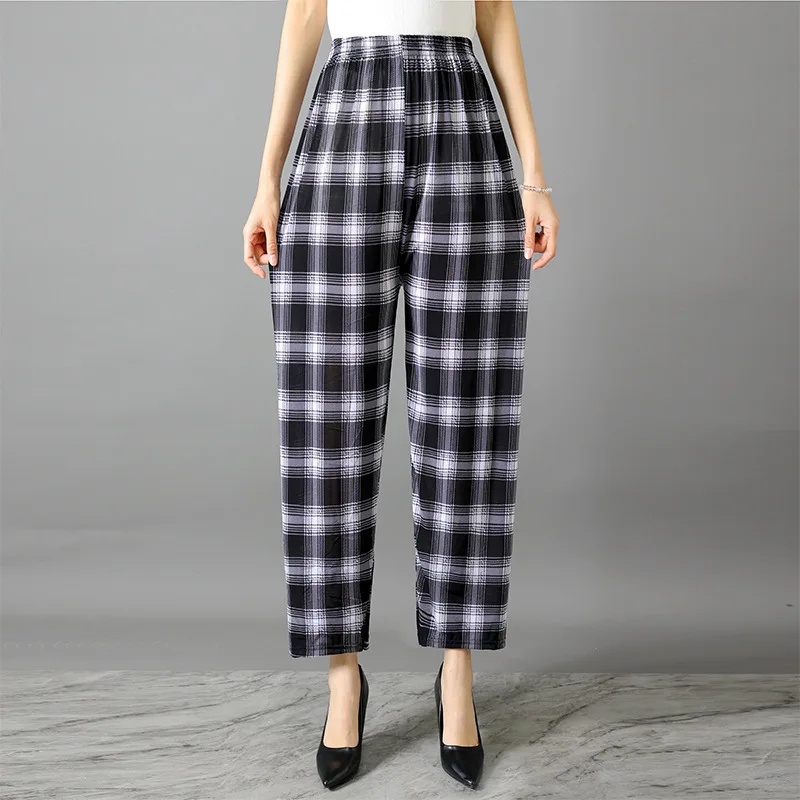 Koele zomer ijszijde bloemenbroek dames muggenbestendig casual thuis met airconditioning negendelige lengte broek: YELLOW