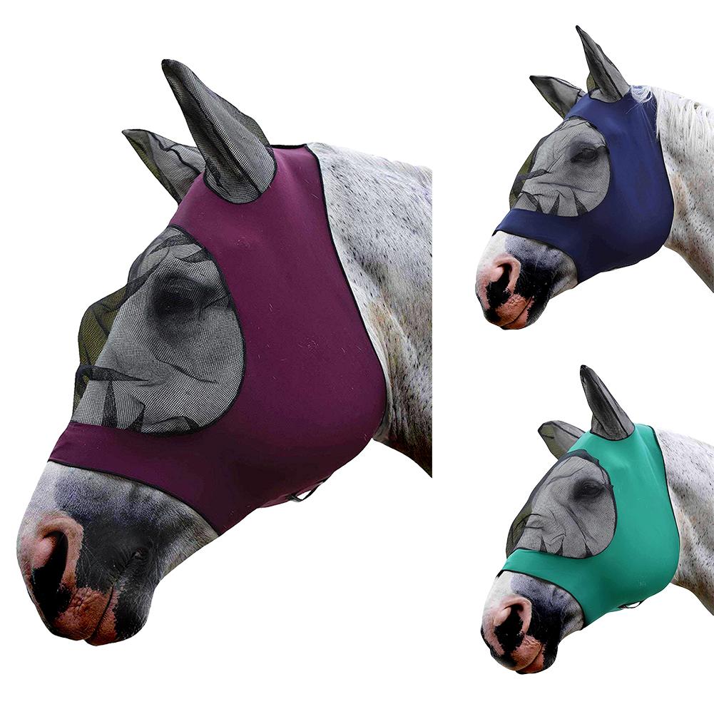 Dierbenodigdheden Paard Afneembare Mesh Masker Met Nasale Cover Paard Fly Masker Paard Volgelaatsmasker Anti-muggen Neus met Rits