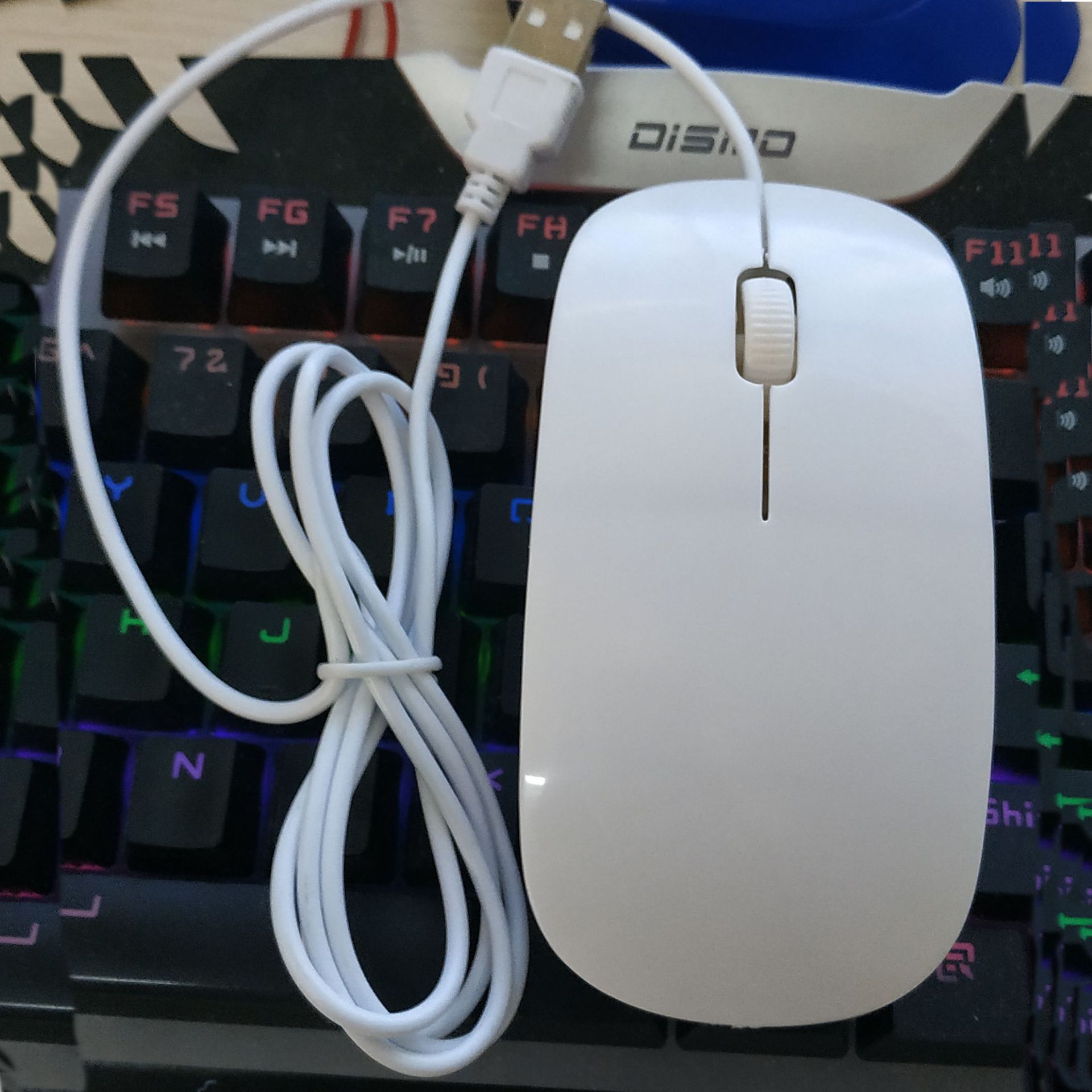 Usb Bedrade Optische Muis Voor Apple Desktop Computer Notebook Frosted Leuke Muis 1000Dpi Kantoor Gewijd: WHITE