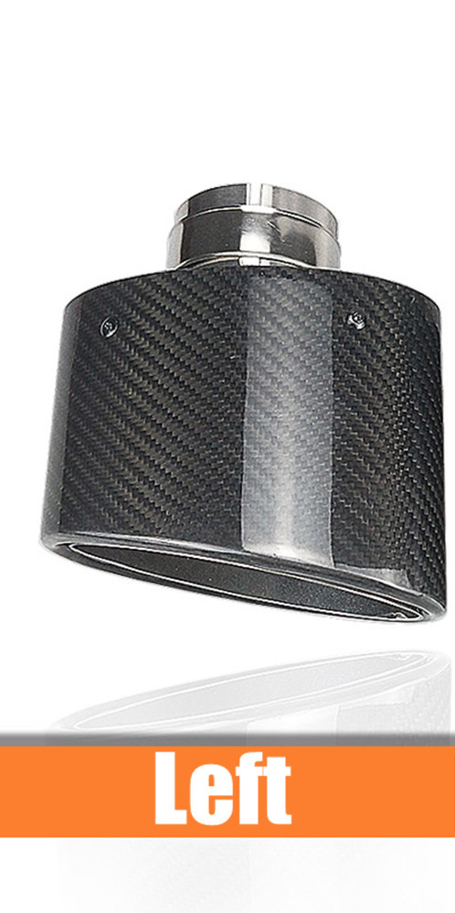 Embout de silencieux d'échappement en Fiber de carbone, 1 pièce, brillant, ovale, incliné, chromé, 150mm x 90mm, inoxydable, style de voiture: L 57MM IN 150MM OUT
