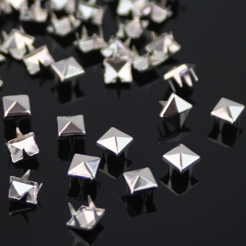 200 Pcs 7 Mm Zilveren Piramide Studs Vierkante Nailheads Klinknagel Spike Diy Naaien Kledingstuk Tas Riem Craft Kleding Armbanden Decor punk Rock