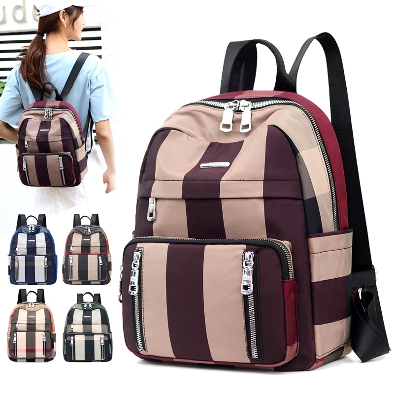 Vento Marea Travel Women Backpack Casual Waterproof Nylon School Bag For Teen Girl Large Capacity Shoulder Bag Red Rucksack