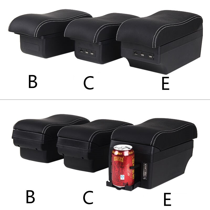 Armrest Box for Ford Fiesta Kaptur Leather Arm Rest Center Console Storage USB Car Accessory