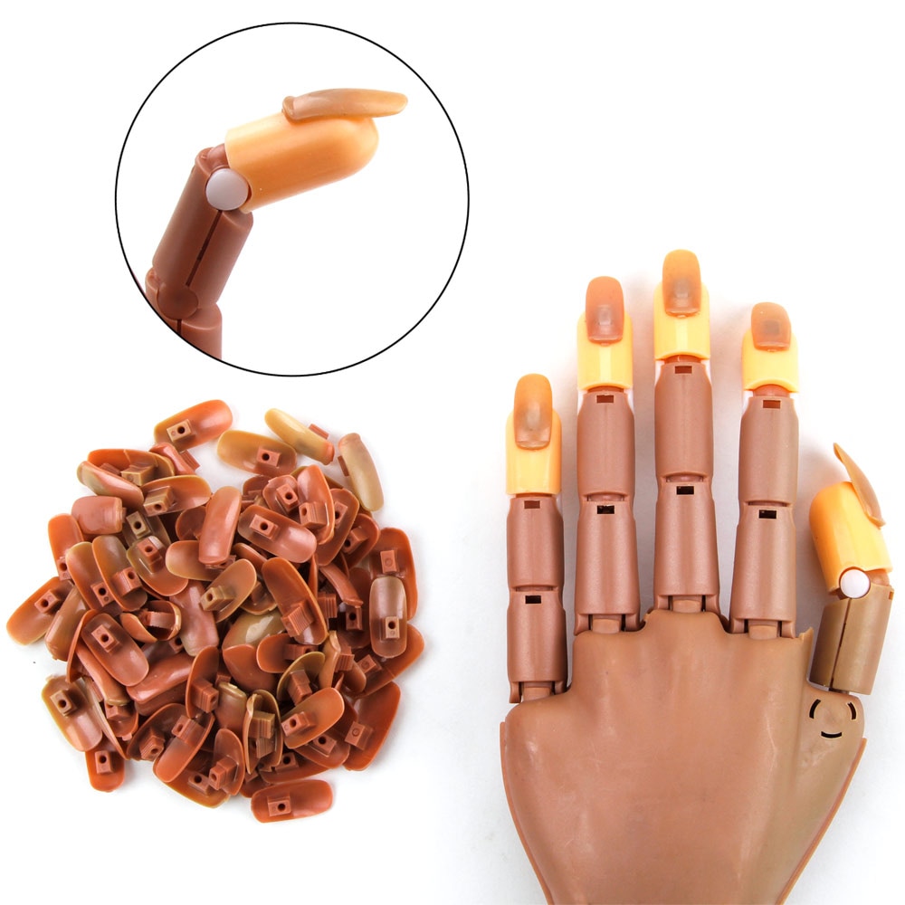 1Pcs Praktijk Manicure Hand Met 100 Pcs Nail Tips Verstelbare Flexibele Houder Diy Nagel Benodigdheden Voor Professionals Nep Nagels tool