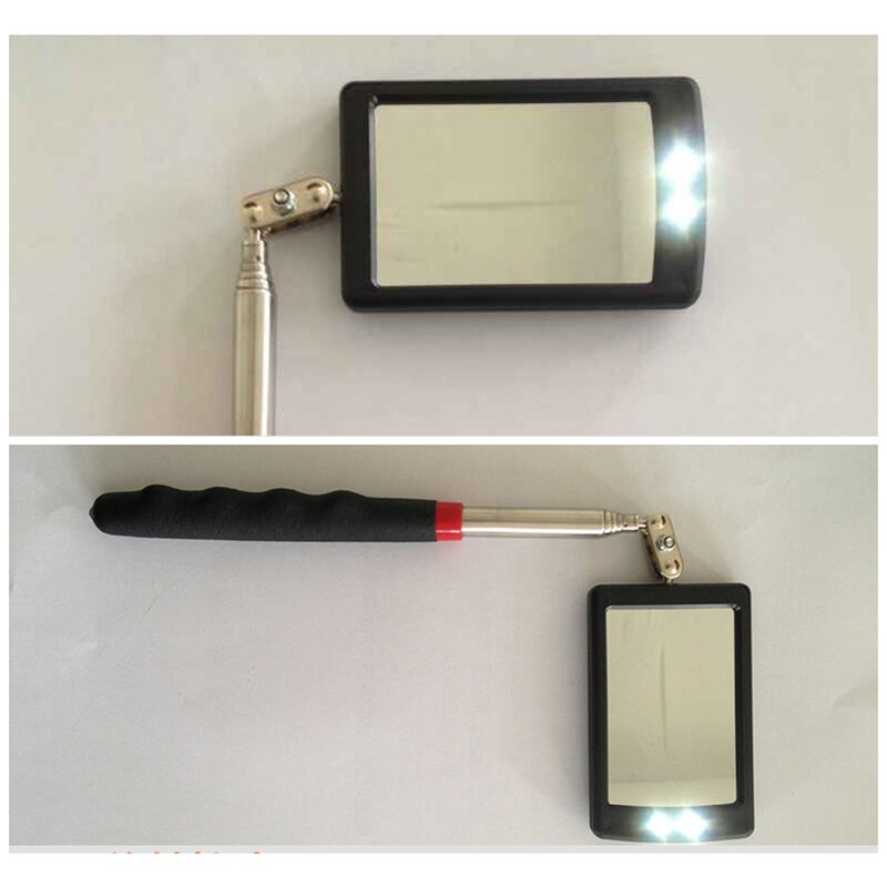 Adjustable telescopic bar Flexible Vehicle Bottom Telescopic Inspection Mirror Amplification Detection Mirror LED Emergency Lamp
