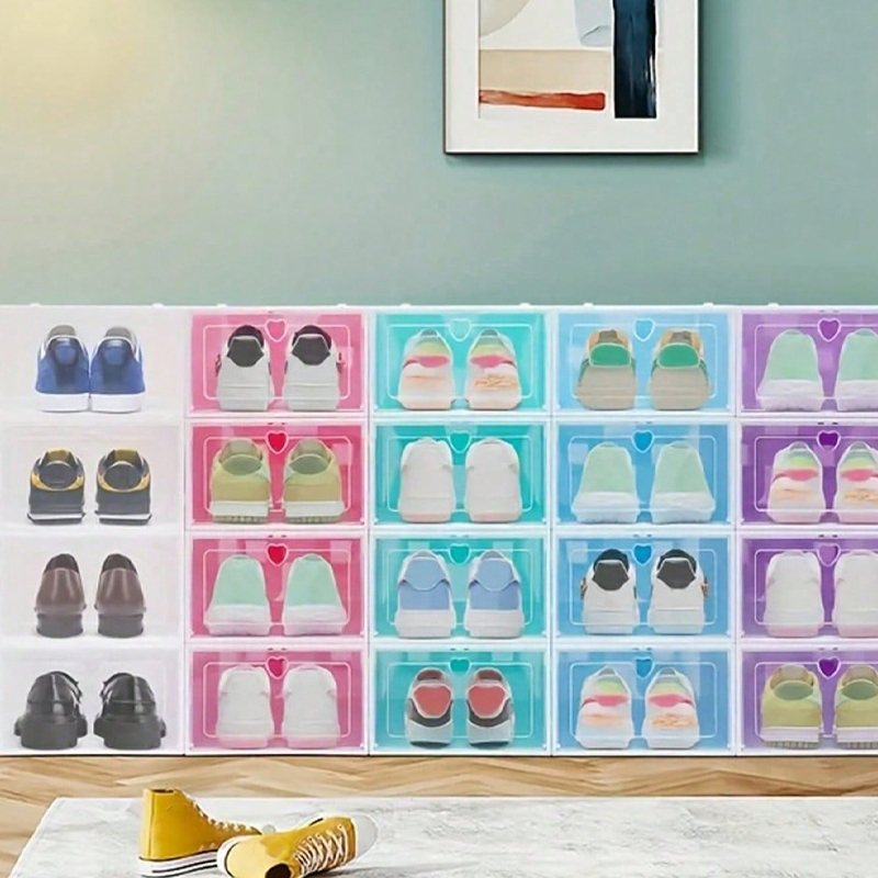 4/6/12PCS transparante schoenendoos, dikke lade plastic schoenendoos, stapelbaar, stofdicht en vochtbestendig, kleur optioneel