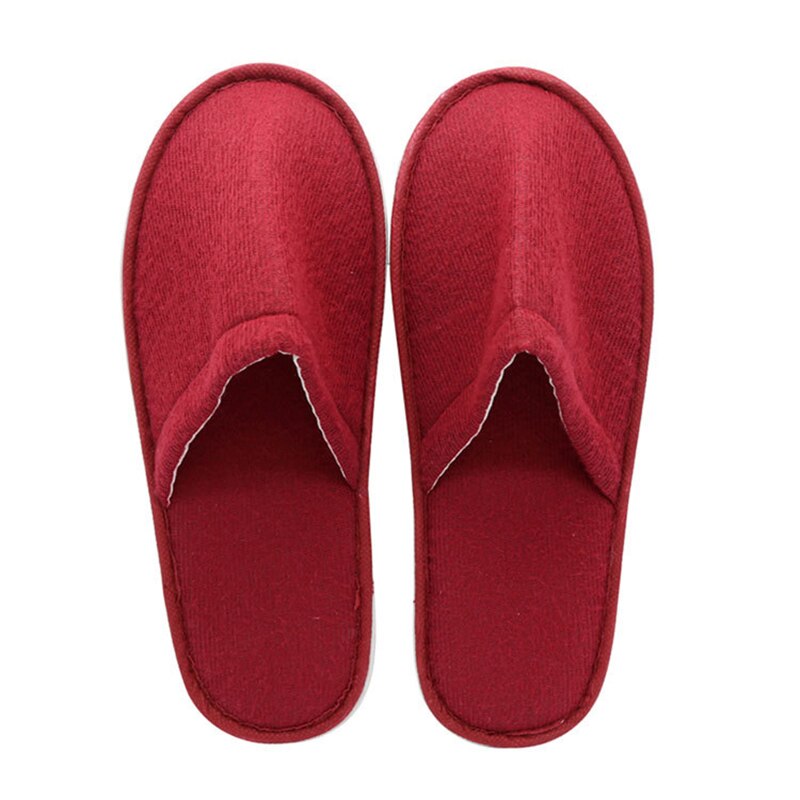 Zapatillas de viaje desechables para hombre y mujer, pantuflas coloridas de un solo uso, para Hotel, invitados, hogar, gruesas, antideslizantes: Rojo