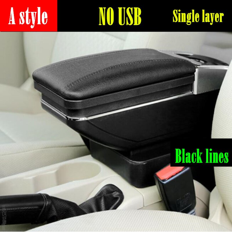 Armrest Box For Suzuki Celerio Armrest In Car Storage Box For Celerio PU Leather: A style black line
