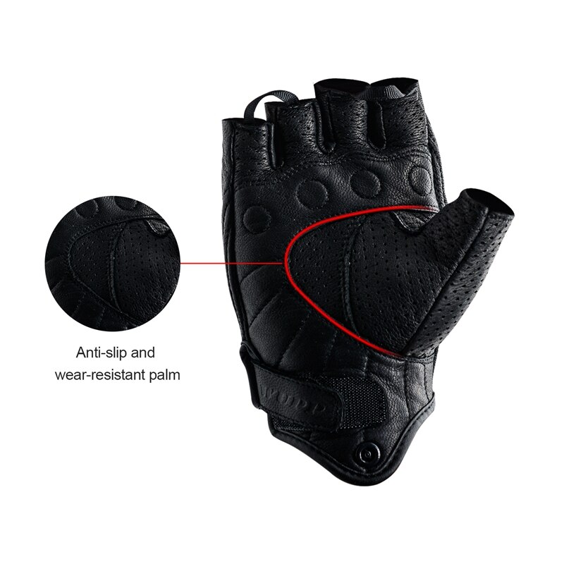 Guantes de Ciclismo de oveja, mitones de cuero sin dedos, medio dedo, para Motocross, montañismo, Fitness, 1 par