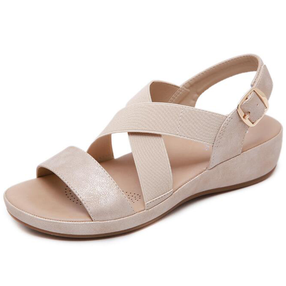 Verano nuevas sandalias planas Zapatos para mujer tipo gladiador punta abierta sandalias de cuña Mujer Casual calzado de playa con plataforma hy61