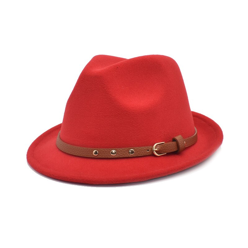 Casquette de Jazz pour homme, chapeau solide, Vintage, en feutre, collection automne et hiver: Rouge