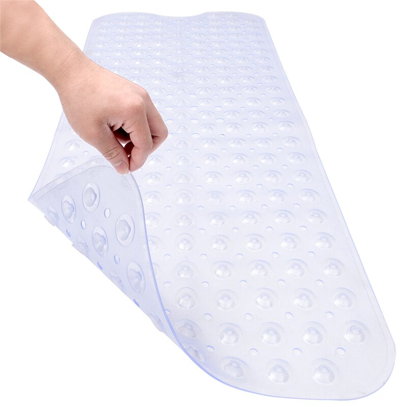 Rechthoekige 40 x 100cm pvc antislip badmat zachte badkamer massagemat zuignap antislip badmat antislip badmatten: Transparant