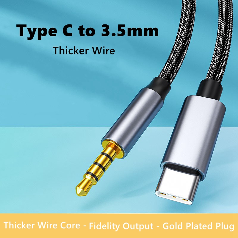 Cable adaptador de conexión de Audio auxiliar USB tipo C a 3,5mm para auriculares de altavoz de coche Cable de Audio de enchufe Dual Android con puerto tipo C