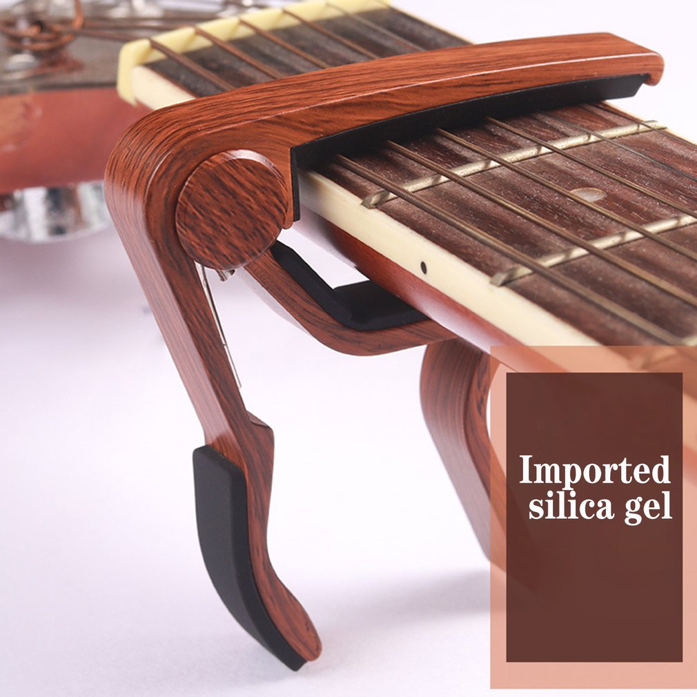 Gitarren-capo, ukulelen-capo, capo aus metall mit tiefer holzmaserung, tonvariationsclip, stimmclip, musikinstrumentenzubehör