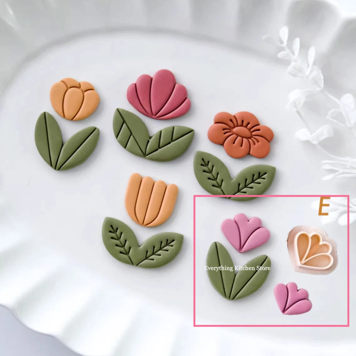 Cortador de arcilla polimérica con forma de Margarita y tulipán, herramientas de corte para modelado de joyería, pendientes de cerámica suave, broche de arcilla, hojas de flores, bricolaje: Gris oscuro