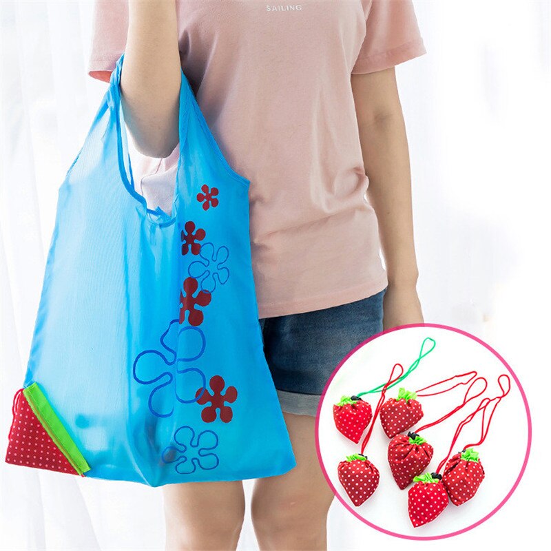 Reusable eco-friendly bag Foldable shopping bag Strawberry bag Handbag Foldable Grocery storage bag Nylon tote Bag