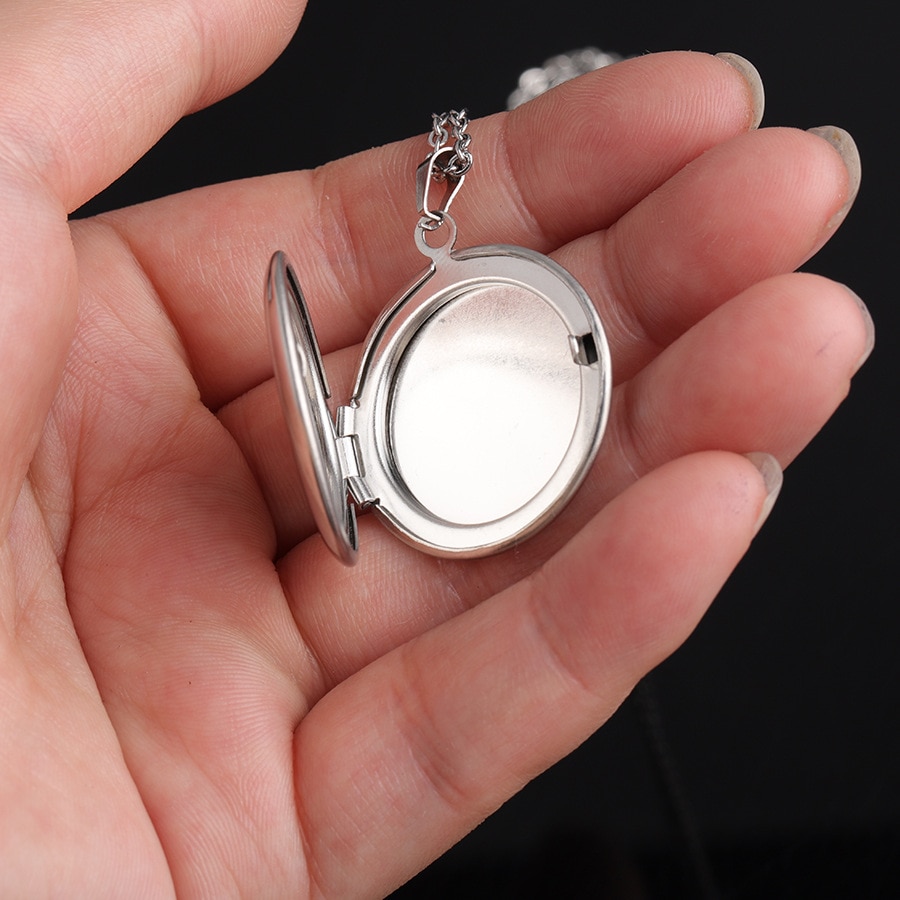 316L Stainless Steel Photo Locket Necklace 3 Colors Open Round Pendant Necklaces For Women Men Jewelry Family Birthday