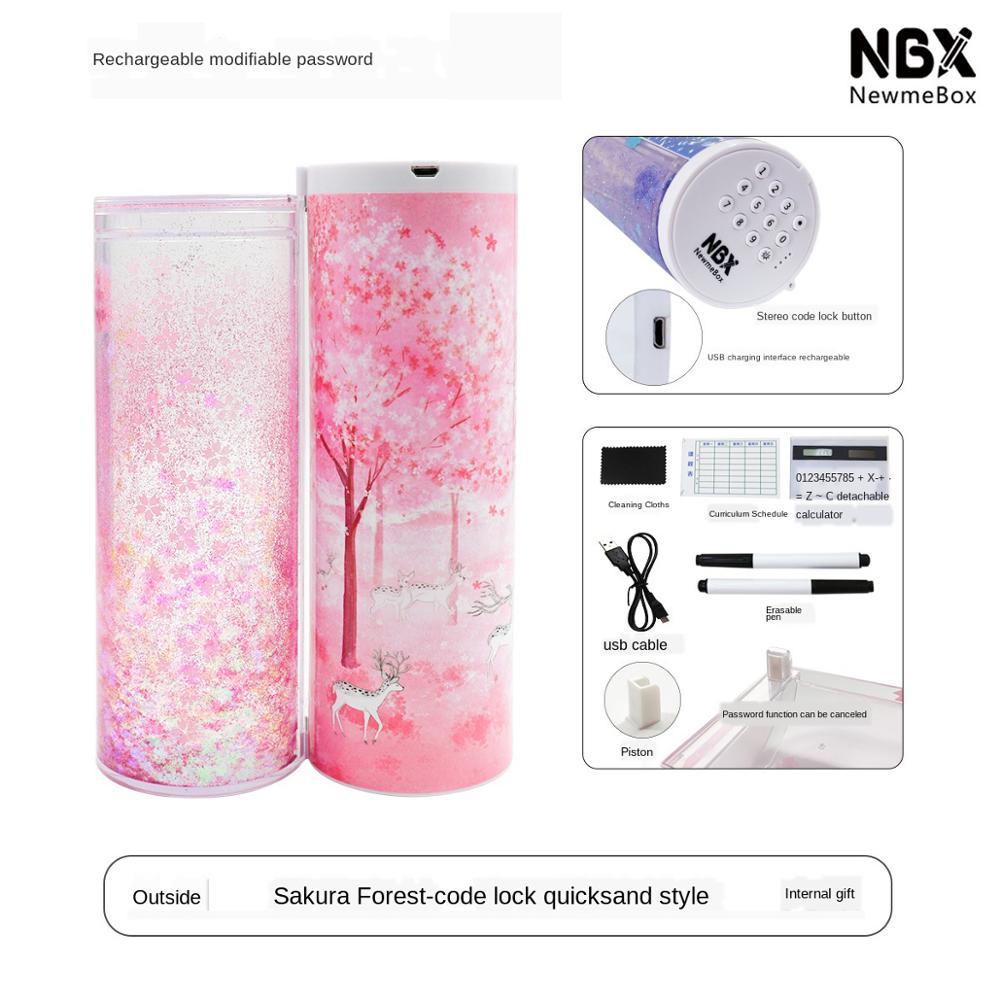 Pencil Case Code Lock Pen Box NBX Password Pencil Case Large Capacity Stationery Box Multi-Function Cylindrical Pencil Box: Style 15