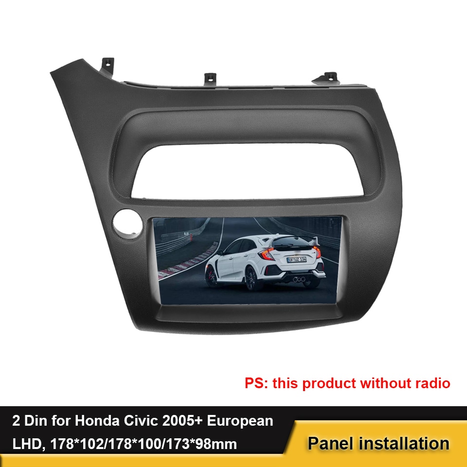 2 din fascia til honda civic - 2005+  europæisk lhd dvd radio ramme stereo panel montering dash installation bezel trim kit