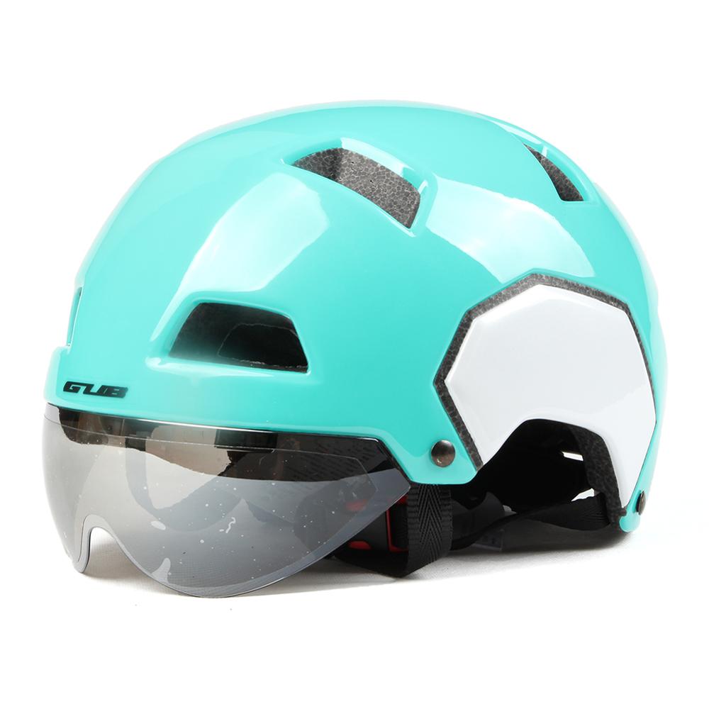 Men Women Ultralight Cycling Helmet MTB Mountain Road Bike Helmet with Goggles Breathable Integrally Molded GUB V3: Blue / L(56-61cm)