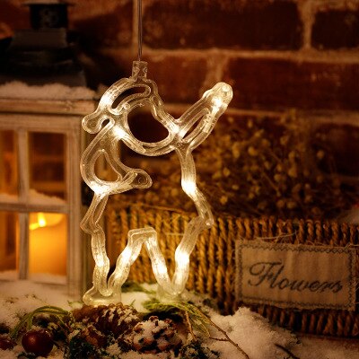 Julepynt lys bjeller snømann lys led klistremerke lys jule jule lys krans for hjemmeinnredning festival dekor: 1 stk elg