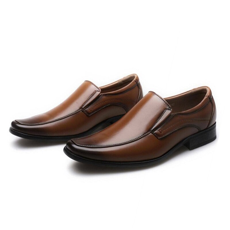 Hommes De luxe décontracté en cuir PU anti-dérapant chaussures hommes offre spéciale bureau formel affaires bout carré chaussures masculines Zapatos De Hombre: Marron / 39