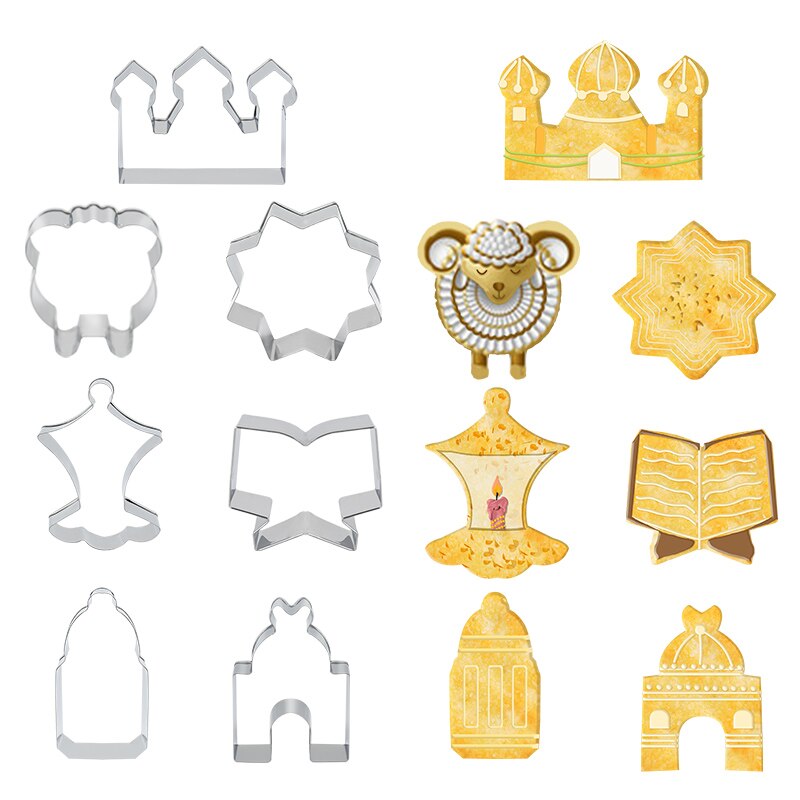 Emporte-pièce Eid Mubarak, décor de mosquée, lune, étoile, Biscuit, moule pour la maison, fête musulmane islamique, outil de cuisson DIY