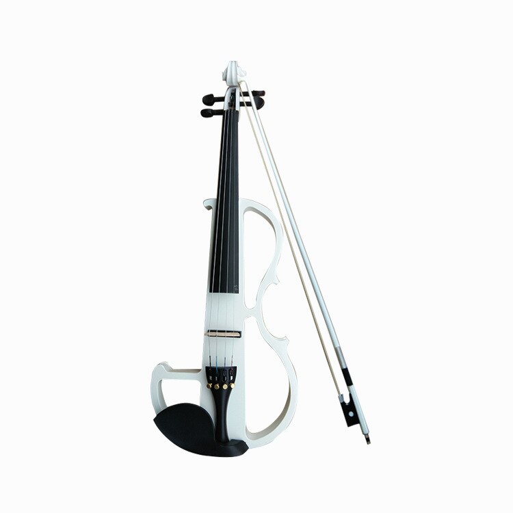 Black Upscale Hand-Made Flashing Electronic Violin Beginners Playing Electroacoustic Violin Instruments: White
