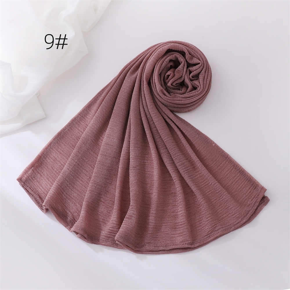 Crinkle Moslim Hijaabs voor Vrouwen Sjaal Dunne Effen Sjaals Femme Musulman Zachte Rayon Hoofddoek Rimpel Islamitische Tulband Hoofdband: Blauw
