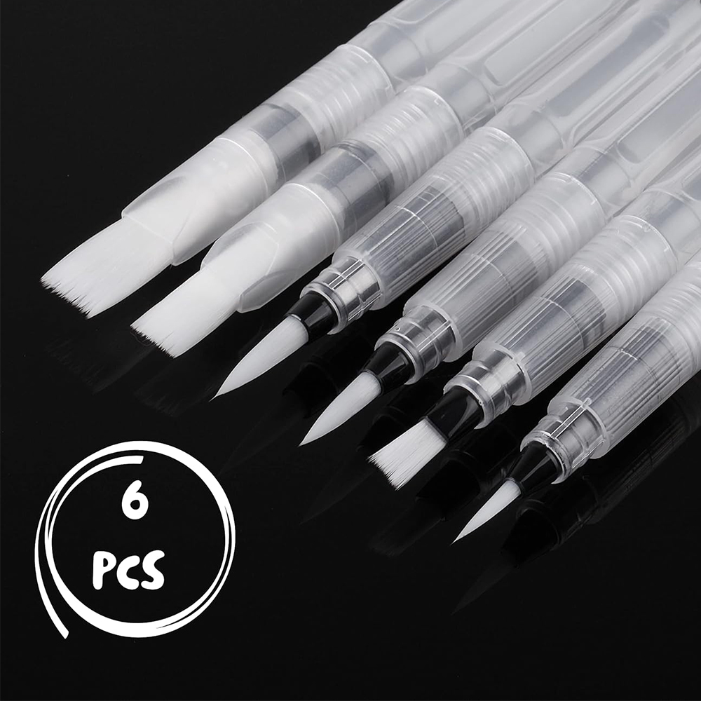 Pennelli per acquerello, 6/12/18 pezzi, pennello per acquerello, penna per acquerello, penne per acquerello, acquerello ricaricabile: BIANCO