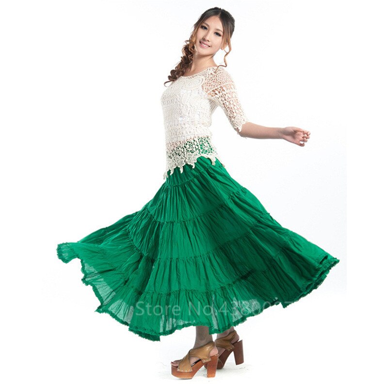 Jupe De Danse Folklorique Pour Femmes - Flamenco Espagnol Longue Colorée | Taille Haute, Élastique, Pour Spectacles Et Fêtes
