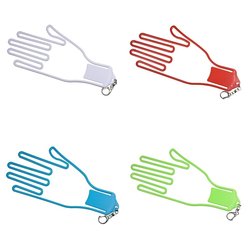 Bærbar plast handske rack tørretumbler bøjle golfspiller værktøj gear 4 farver farverige golf handske holder med nøglering