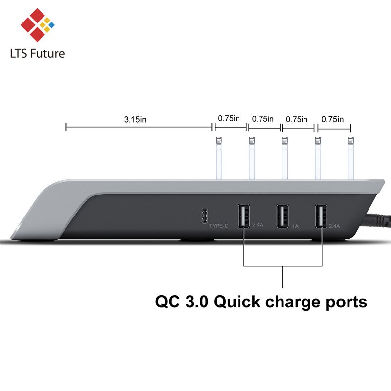 Rápido carregador sem fio para iphone samsung qc 3.0 carga rápida carregadores multi portas usb estação doca de carregamento mesa organizador do telefone