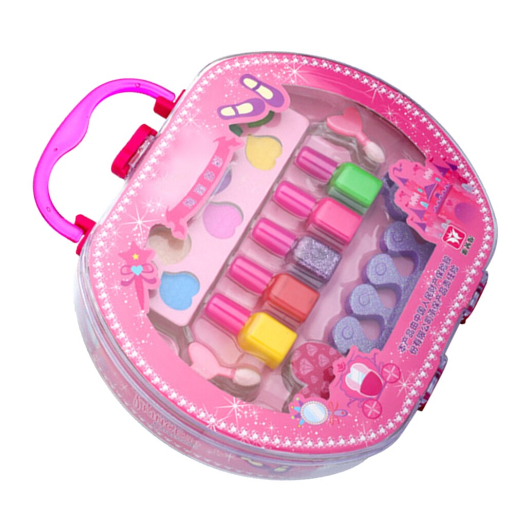 Bambini chiodo polacco Cosmetici E di Trucco impostato Valigia Rosa Bambini Giochi Di Imitazione Giocattolo