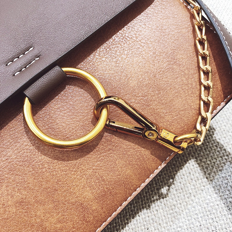 Kæde skuldertaske håndtaske kvinders cirkel hasp pu læder messenger tasker vintage tote tasker
