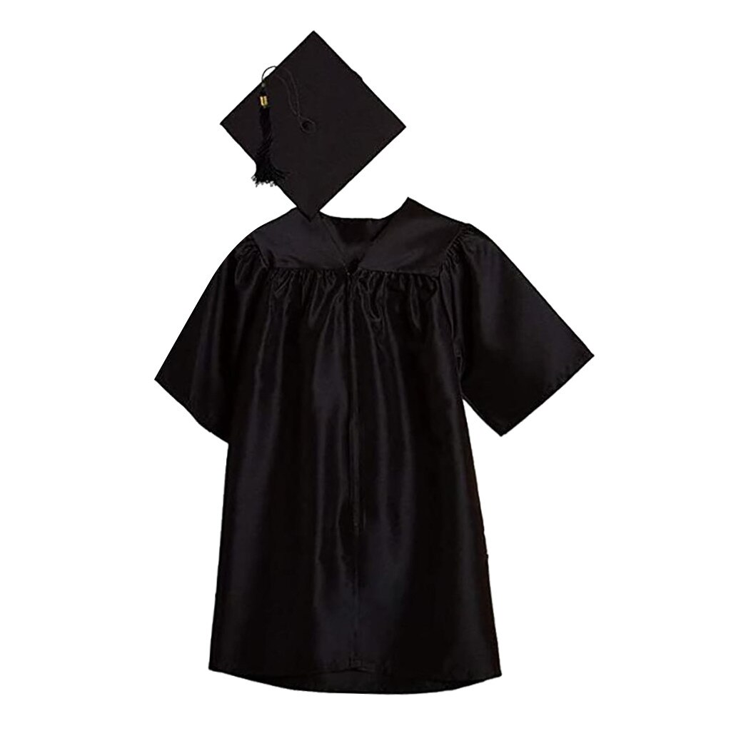 Children Bachelor Costumes School Students Uniform Kid Graduation Gown Girls Dress set with Hat Baby Performance Clothes#A3: Black / XL