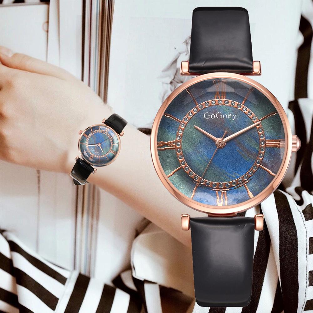 Luxe dameshorloge met leren band, unieke, eenvoudige horloges, casual sporthorloges, quartzhorloges, dameshorloges