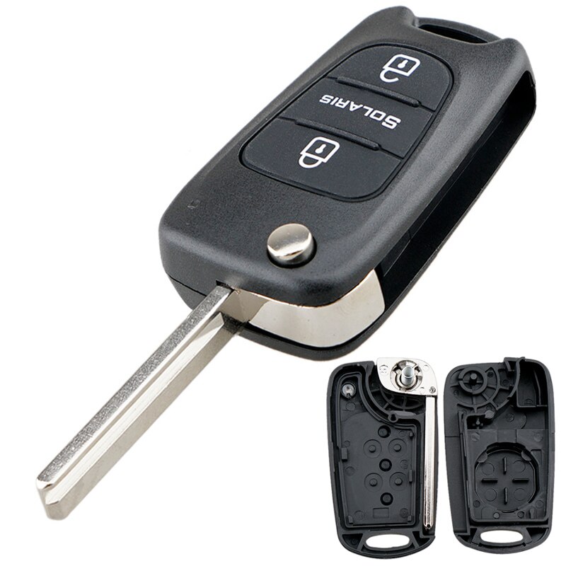 3 Knoppen Flip Vouwen Afstandsbediening Autosleutel Geval Vervanging Blank Fob Key Shell Fit Voor Hyundai / Solaris