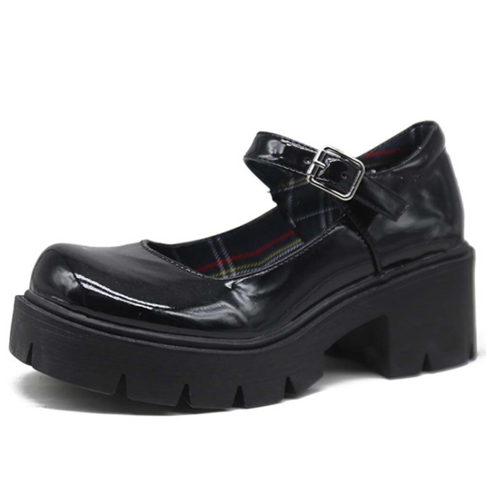 Sarairis mærke damer college stil lolita pumps lavvandede pumper kvinder platform chunky høje hæle mary janes sko kvinde: 6.5
