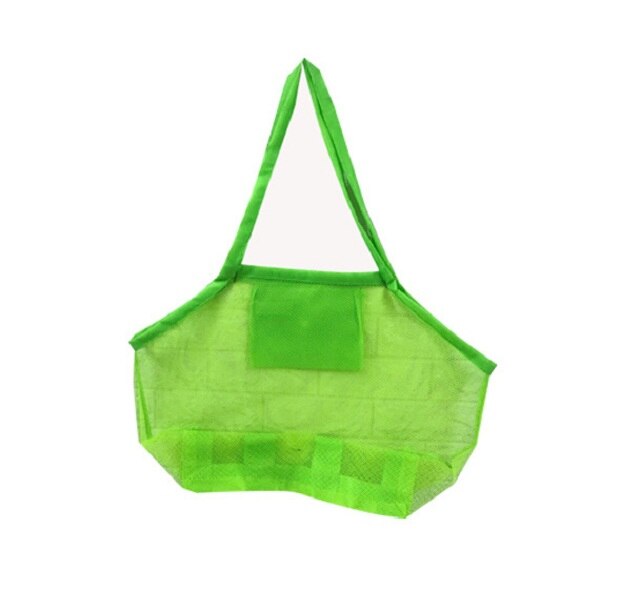 Portable Foldable Kids Beach Toys Mesh Bag Children Bath Beach Toys Pouch Bag Child Baby Large Mesh Tote Baskets Storage Bag: green