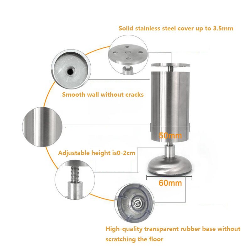 4pcs Stainless steel cabinet feet TV cabinet feet sofa feet coffee table legs support legs metal bed feet furniture feet