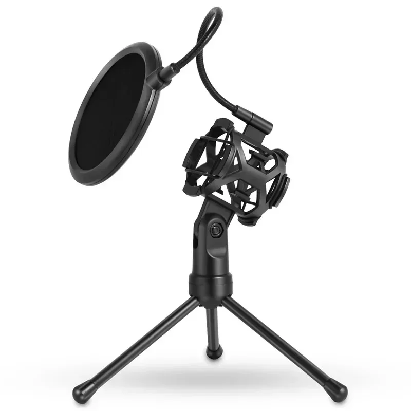 Microfoon Pop Filter Houder Stok Desktop Statief Stand Anti-Spray Netto Kit Verstelbare Microfoonstandaard Desktop Statief: Black