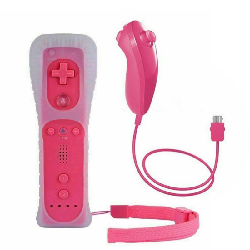 2 In1 construido-en movimiento Plus Wireless Gamepad controlador remoto para Nin tienden Wii U remoto Joystick de control Joypad para Wii /wii U: straight pink