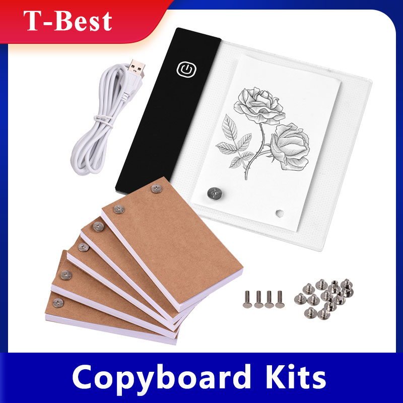 Flip Book Kit with Mini Light Pad LED Lightbox Tablet with Hole 300 Sheets Flipbook Paper Binding Screws for Drawing